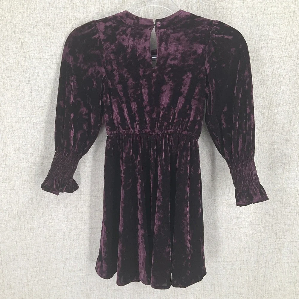Bonnie Jean Dress Kids Girls 8 Purple Crushed Velvet Long Sleeve Holiday Party